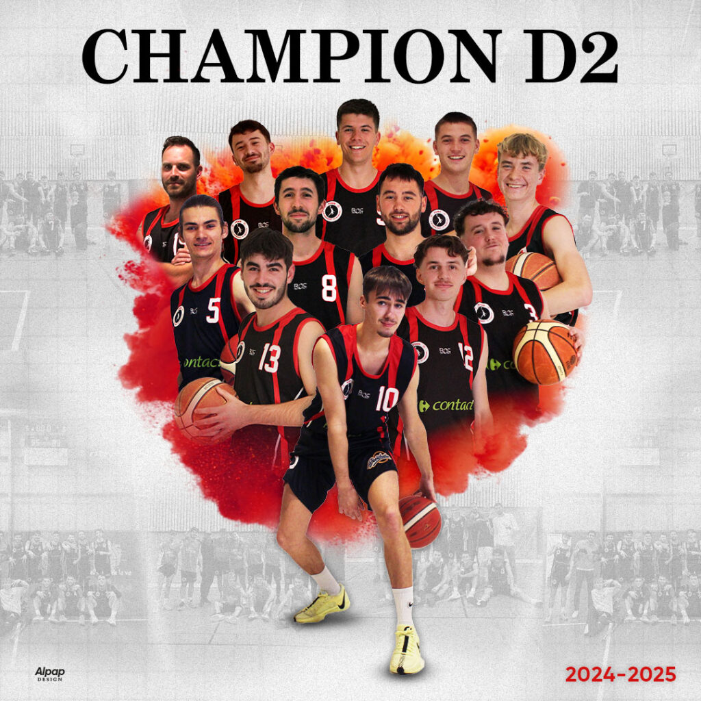 Photomontage des membres de l'équipe seniors garçons, champion de D2