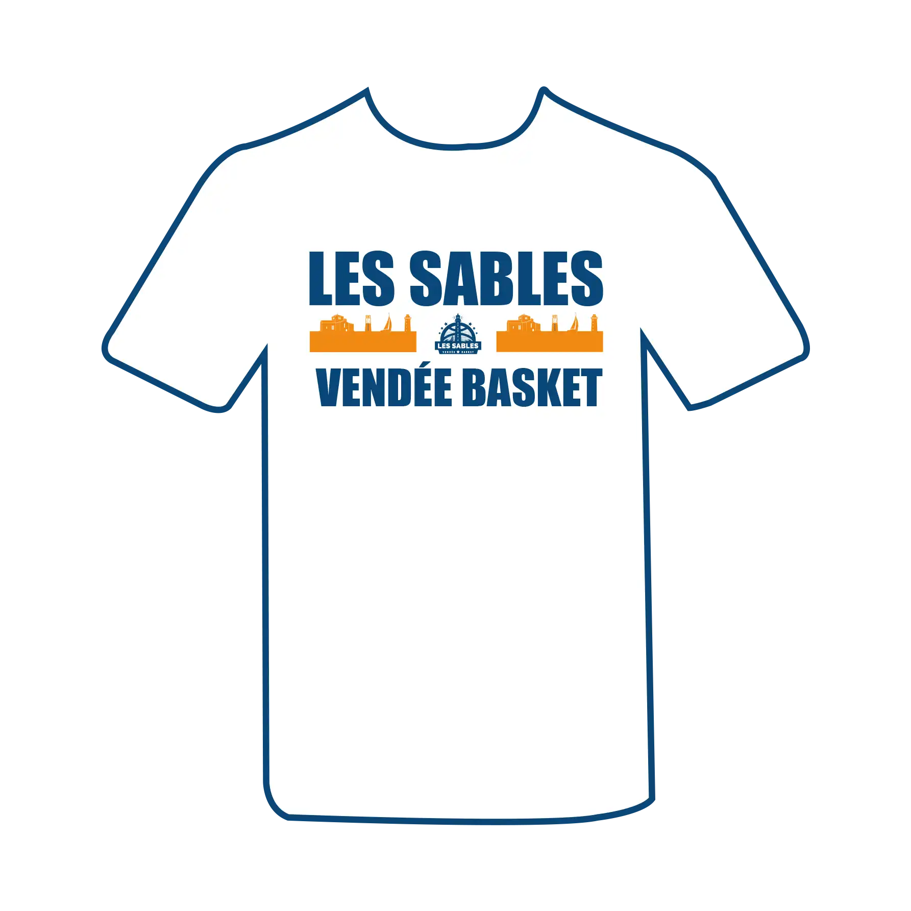 T shirt blanc réalisé pour Les Sables Vendée Basket