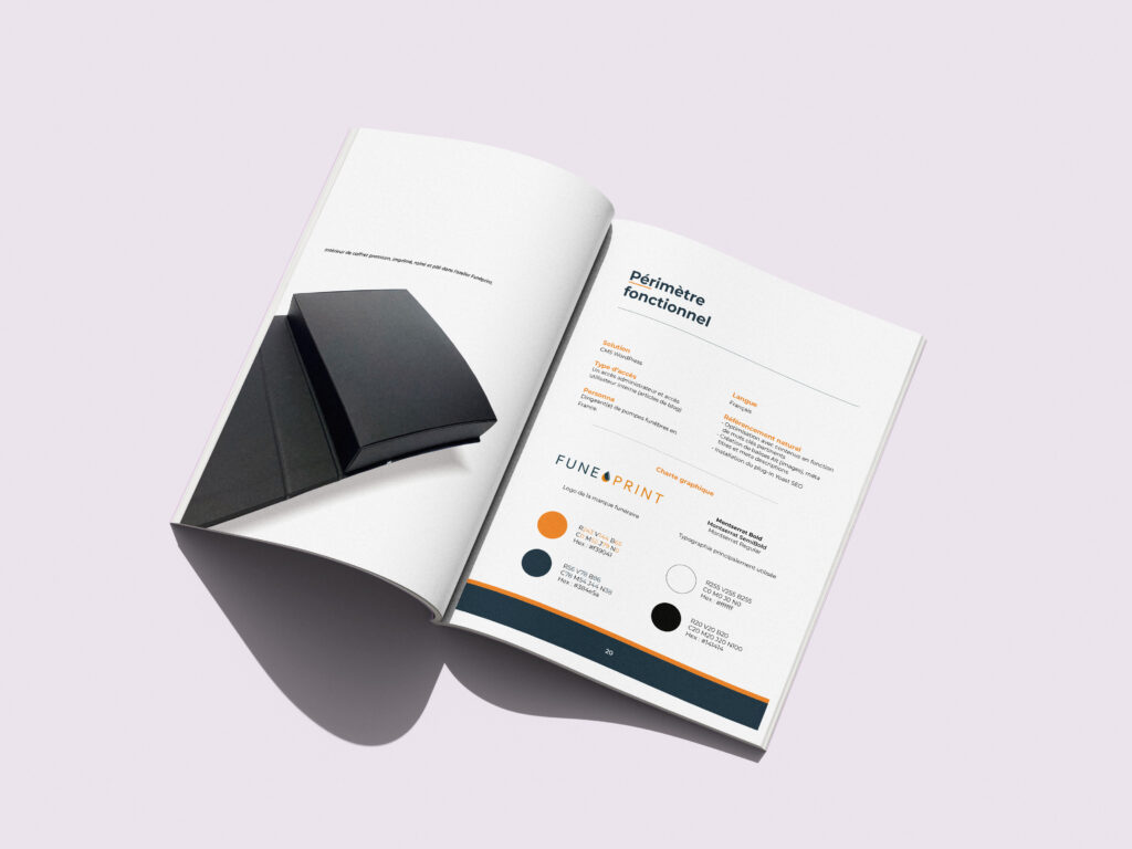 Page intérieur de mon dossier projet Funéprint
