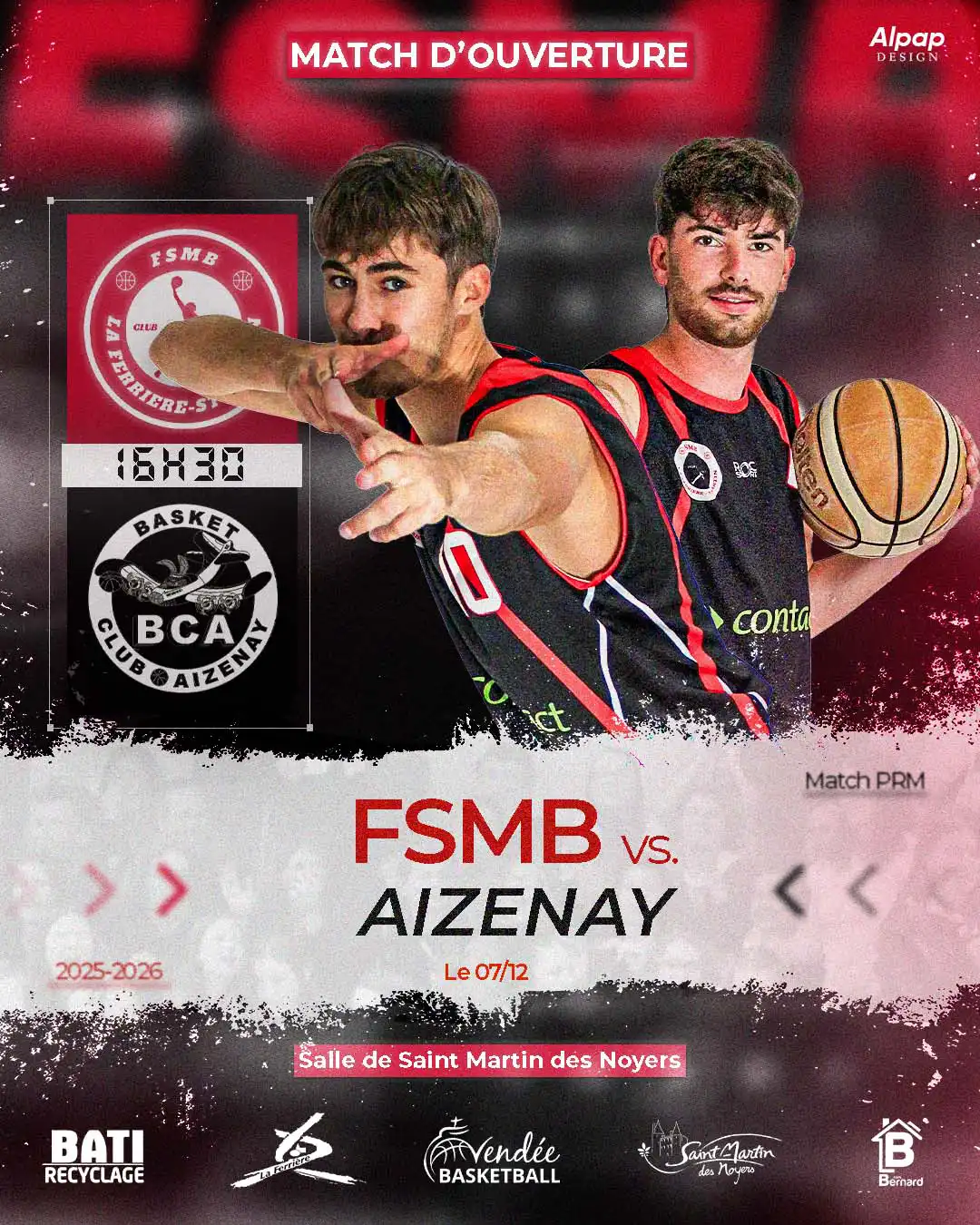 Visuel pour annoncer le match d'ouverture de la nouvelle salle de Saint Martin des Noyers